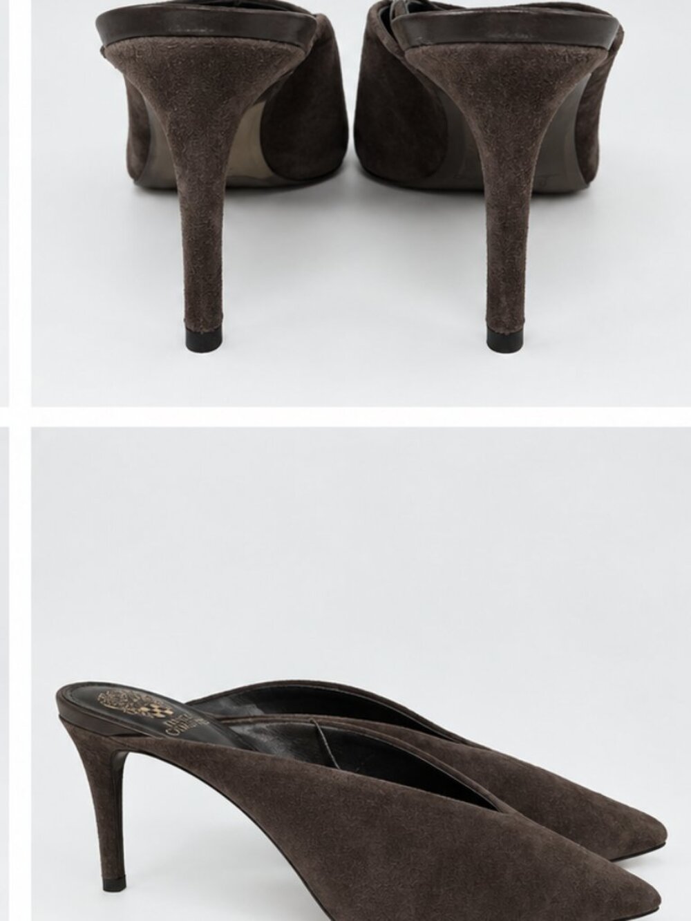 Vince Camuto Ammerley Dark Brown Suede Stiletto Mule Slip-On Women Size US 9 NWT